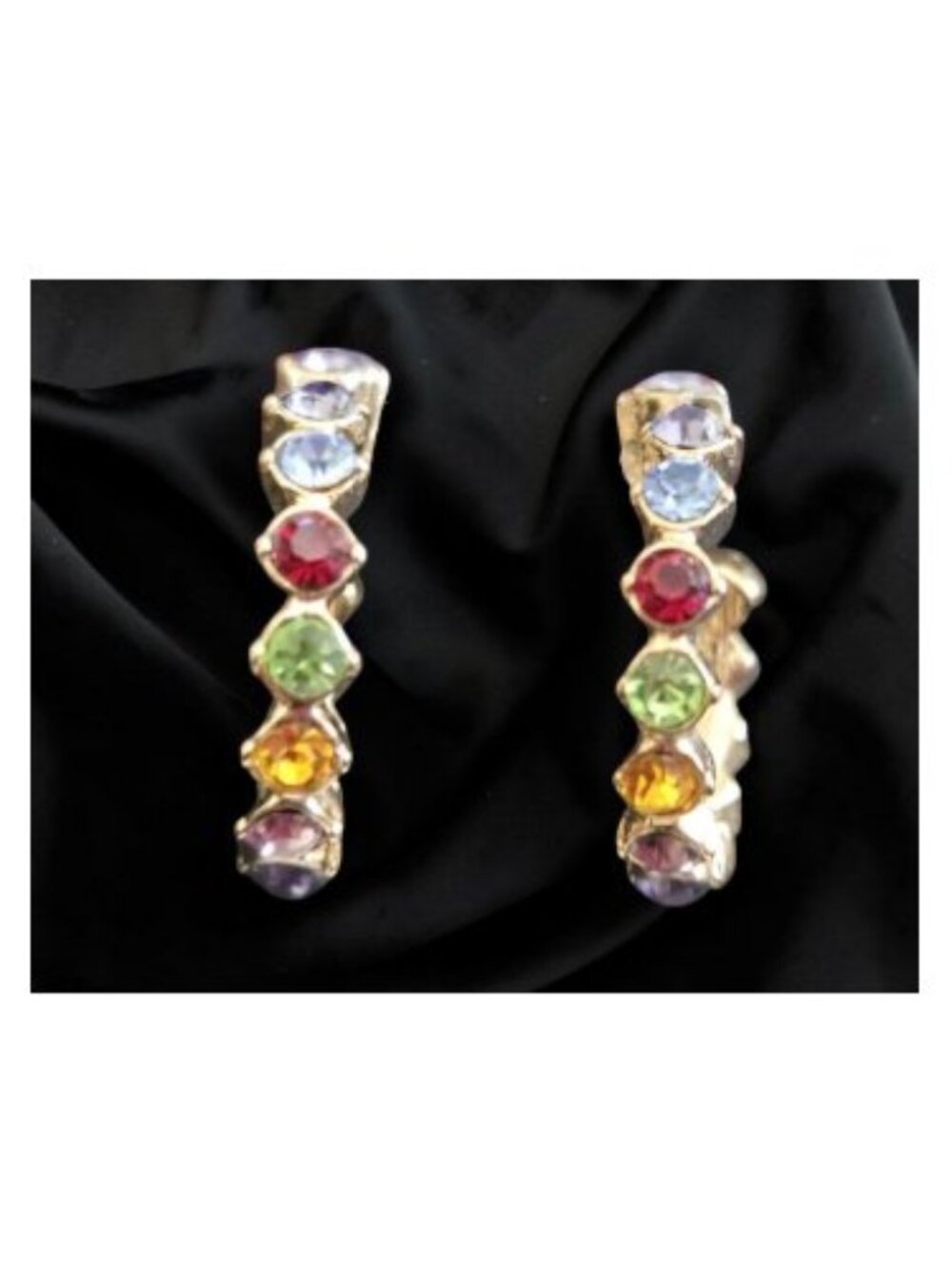 Vintage AVON Multicolored Gemstone Small Hoop Earrings